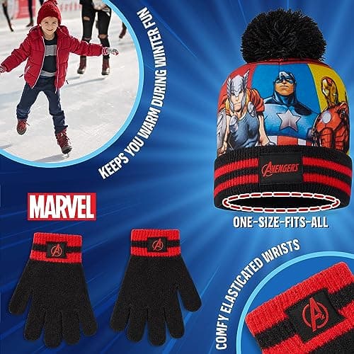Marvel Boys Winter Accessories Set, Cosy for School Travel - Gifts for Boys (Black Avengers 2 Pcs) — view 6