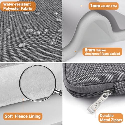 TECOOL 13.3 Inch Laptop Sleeve Protective Case with Handle and Pockets — view 6