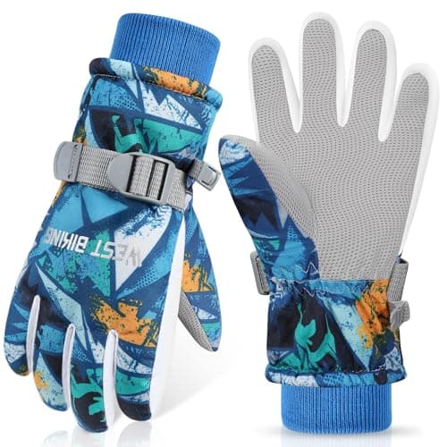 CYCLESPEED Kids Ski Gloves Waterproof Winter Warm Snow Windproof for Boys Girls Unisex 4-12 Years Snowboarding, Skiing
