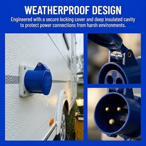 HXMJIED 16A 240V Site Trailing Plug & Socket 230V 16A 3 Pin PCE 240 Volt Blue Hook Up, Weather Proof Industrial Socket, Industrial 16A Plug & Sockets 1 Set (Blue) — view 3