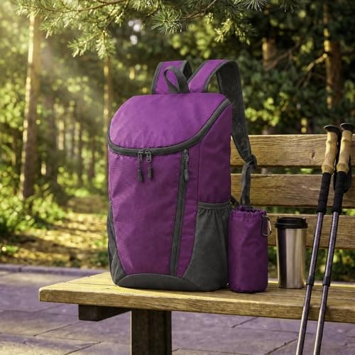 NWDEY Lightweight Foldable Backpack, Waterproof Small Rucksack with Flip Top Main Compartment, 160g Packable Casual Daypack for Men Women Kids, Perfect for Hiking Camping Travel Cycling (Purple) — view 5