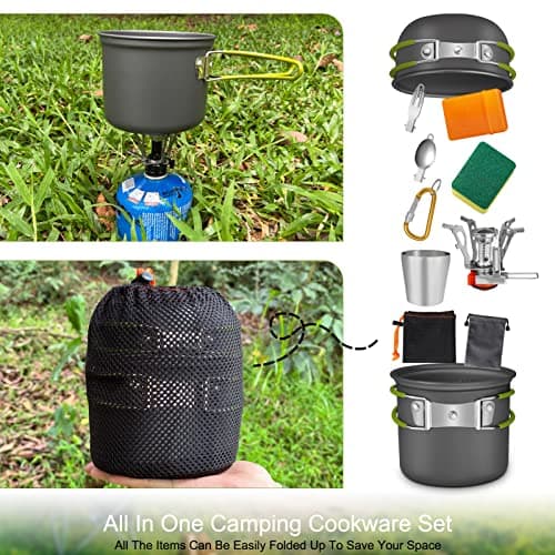 AUTOPkio Camping Cookware Kit with Stove, 12PCS Outdoor Camping Cooking Set — view 3
