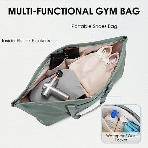 sportsnew Large Yoga Mat Bag for Women Gym Bag with Shoes Bag,Greenish Grey — view 3