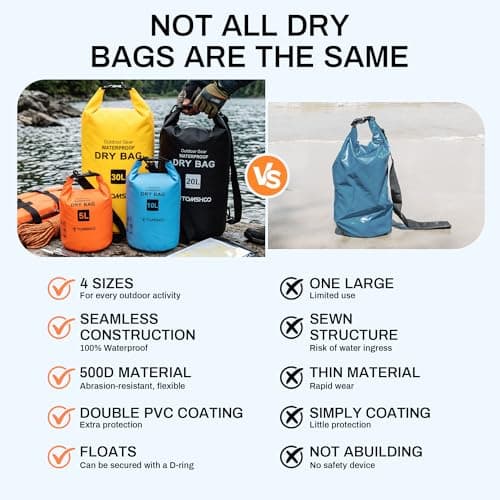 TOMSHOO 4 Pack Waterproof Dry Bag 5L+10L+20L+30L — view 5