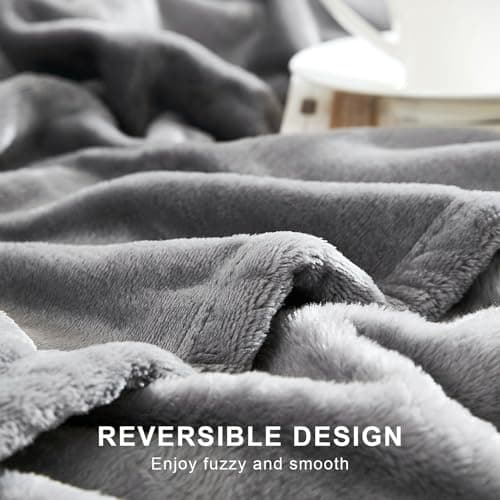 EHEYCIGA Throw XL Fleece Throw Blanket for Sofa 130x178cm, Grey — view 4