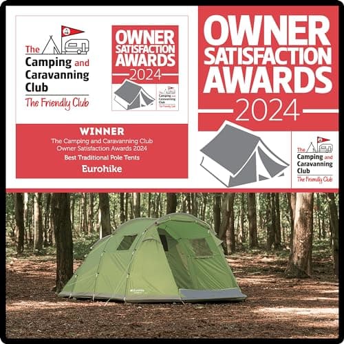 Eurohike Sendero 6 Man Family Tent with Porch & Spacious Living Area, 6 Person, Waterproof, Easy to Pitch, Tunnel Design, Ideal for Family Camping Trips & Festivals, 2000mm HH — view 2