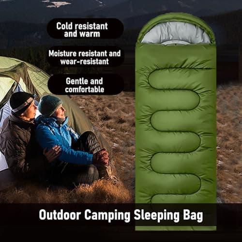 Sleeping Bag for Camping, for 3Seasons, Comfortable Adult Blanket, Small Packed Size, Ultralight Carry Bag, Soft, Thick and Warm, for Outdoor Camping, Travel, Hiking. (Green) — view 5