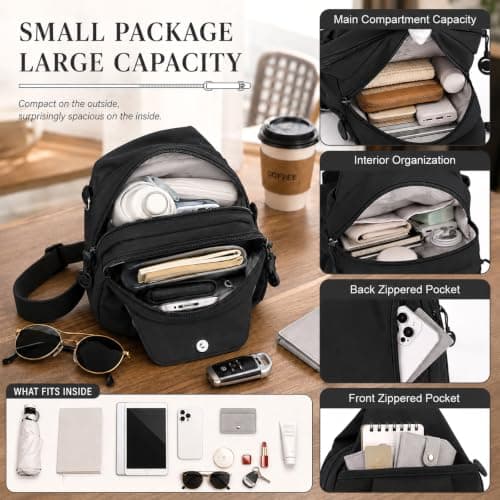 DVDVBOOM Anti Theft Backpack for Women, Convertible Backpack With Multi Pocket, Anti Theft Crossbody Bag Women Chest Shoulder Bags (Black) — view 4