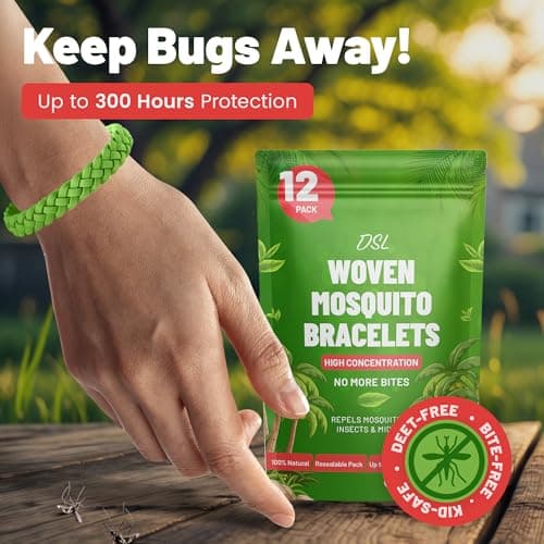 DSL Mosquito Repellent Bracelet 12 Pack, Insect Repellent Bracelet - 300 Hours Protection for Travel & Holidays, Deet-Free - Adjustable Mosquito Bands for Adults & Kids, Camping Essentials — view 2