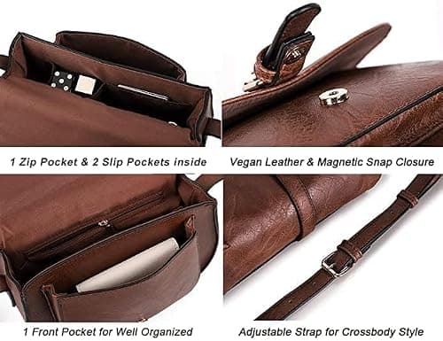 AFKOMST Women’s Crossbody Bag, Small Faux Leather Shoulder Bag for Women, Vintage Saddle Handbag with Adjustable Strap, Ladies Cross Body Bag for Everyday Use — view 5