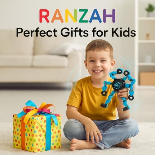 Ranzah Sensory Fidget Hand Spinner ADHD Stress Relief Transformable Robot Fingertip Fun Creative Travel Toy for Kids Teens Adults Mechanical Gyro Birthday Gift (Blue) — view 3