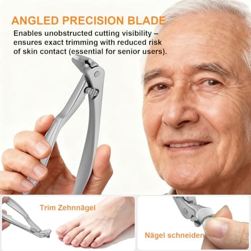 Sopolise Ergonomic Long Handle Nail Clippers for Seniors, Professional Stainless Steel Olecranon Toenail Clippers for Thick Nails, Heavy Duty Trimmer with Catcher (Large, Grey) — view 5