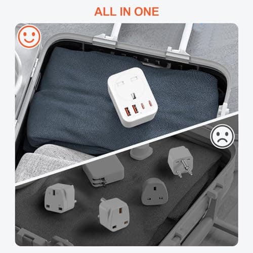 Omivine UK to South Africa Plug Adapter, 5 in 1 Type M SA Travel Power Adapter Converter mit 1 AC 2 USB-C 2 USB-A for South Africa, Lesotho, Mozambique, Namibia, Swaziland, Zimbabwe, etc (Type M) — view 6