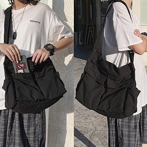 DKIIL NOIYB Canvas Messenger Bag Crossbody Purse for Women Men Large Satchel Shoulder Bag Hobo Purse with Adjustable Strap for Travel Daily Use — view 2