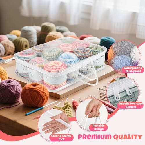 Coopay 3pcs Clear Yarn Storage Organiser, Wool Storage Bag, White — view 3