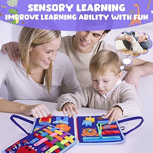 Busy Board for Toddlers, Montessori Sensory Toys Activity Board for Fine Motor Skills, Preschool Educational Learning Gifts for 1 2 3 4 5 Year Old Girls & Boys, Autism Toys, Car Airplane Travel Toy — view 4