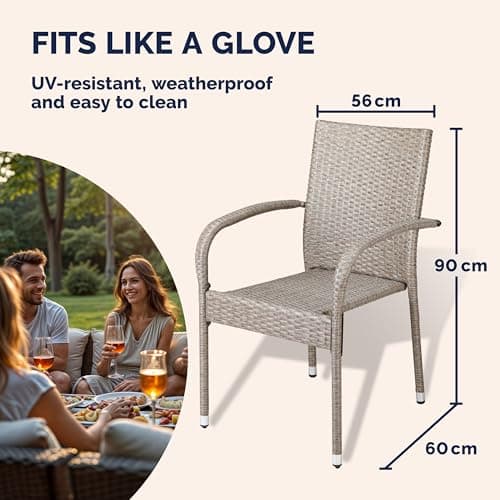CASARIA® Garden Chairs Set of 4, Stackable Rattan Outdoor Dining Chairs — view 2
