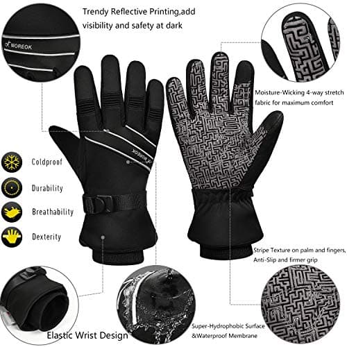 MOREOK Waterproof & Windproof Winter Gloves for Men and Women,-30°F 3M Thinsulate Thermal Touch Screen Warm Gloves for Skiing,Cycling,Motorcycle,Running,Outdoor Sports Black-XL — view 4