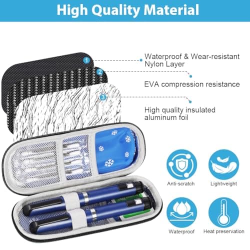 Fefod Insulin Cooler Travel Case, Medicine Cooler for Travel Insulin Case with 2 Ice Pack, Diabetic Supplies Insulin Pen Case, Diabetic Small Storage Travel Pack, Portable Insulin Travel Case — view 3