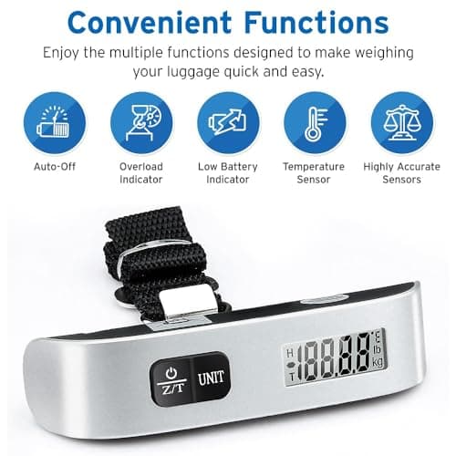 Etekcity Luggage Scale, Digital Portable Handheld Suitcase Weight for Travel with Rubber Paint, Temperature Sensor, 110 Pounds, Battery Included — view 2