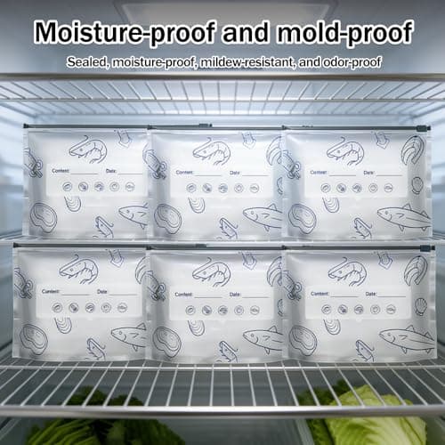 Hojalis 90 PCS Aluminum Foil Sealable Storage Bags, 3 Sizes Reusable Aluminium Foil Bags with Label & Zip Lock, Stand Up Foil Bags for Fruit Vegetable Meat Freezer Organisation & Food Preservation — view 4