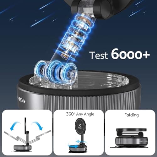 UKEXE Vacuum Magnetic Mobile Phone Holder Car for Magsafe Car Mount, 360° Adjustable Ultra Suction Cup Car Phone Mount for iPhone 17 Pro Max 16 15 14 13 12 Air Plus (Black) — view 4