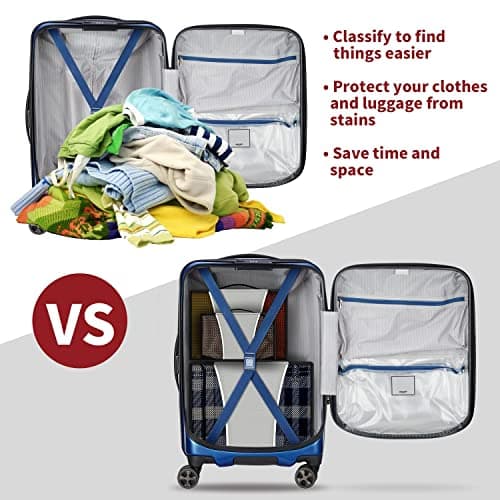 Vinsani 3pc Packing Cubes Travel Organiser Set for Suitcase, Light Grey — view 3