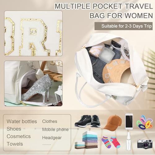 Bulyoou 2 Pcs Bag Gifts, Wedding Weekender Duffle, White, Bride, Bride — view 6