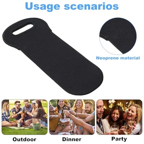 1 PCS Wine Carrier Tote Bag Holder, Insulated Wine Cooler Bag for Wines Beer Champagne Drinks Bottles, Portable Neoprene Material Wines Bottle Holder for Restaurant Travel Picnic Party (Single, Blue) — view 3