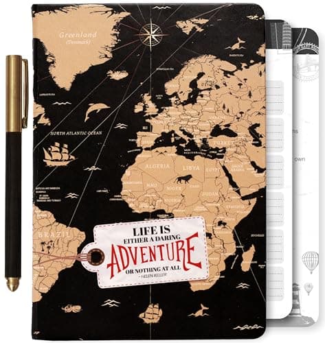 3-in-1 Prazoli Couples Adventure Book, Travel Journal & Bucket List Scrapbook - Cute Gifts for Women & Men Couple | Travellers Notebook Planner & Organiser With Pockets & Prompts Keepsakes Diary