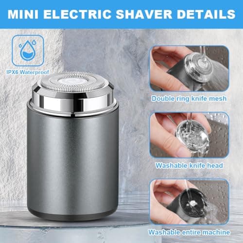 AOOWU Mini Portable Electric Shaver, Electric Mini Shavers for Men, Waterproof Portable Shaver, Compact Electric Razor for Men, USB Rechargeable Shaver Electric Beard Trimmer for Home Travel Business — view 5