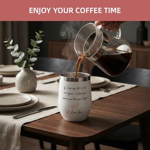 Coolparty Valentines Day Gift for Her Him, 350ml Insulated Tumbler I Love You Anniversary Birthday Wedding Romantic Present for Boyfriend Girlfriend Wife Husband Couples — view 4