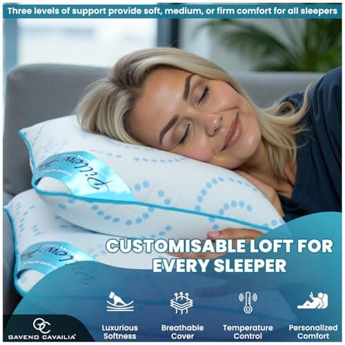 GC GAVENO CAVAILIA Memory Foam Pillows 2 Pack - Soft,Anti-Allergy Firm Neck,Shoulder & Back Support Orthopaedic Pillow For Hotel Quality Comfort for Side Back & Stomach Sleepers 45x70 cm - White — view 3