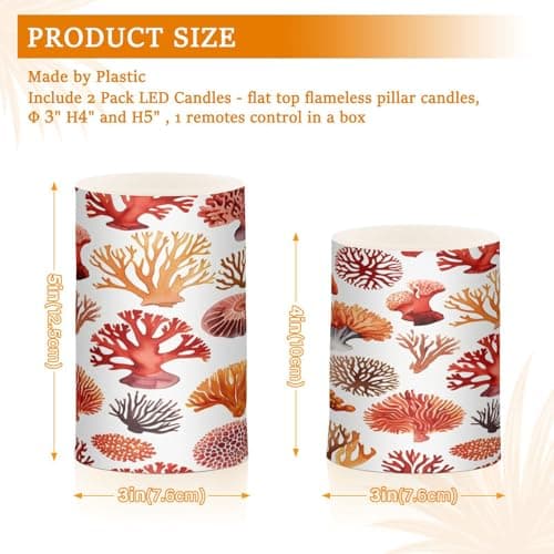 xigua Flameless Candles, Cute Sea Corals Flickering LED Candles,2 Pack Battery Operated Candle with 18-Key Remote or Wedding, Table, Halloween, Christmas Decor — view 3