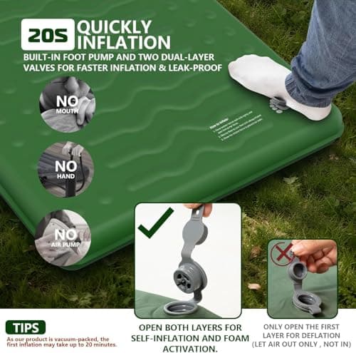 HiiPeak Memory Sleeping Pad, Compact Ultra-Thick Foam Sleeping Mats with Pillow for Camping, Easy Inflate&Deflate,9.5 R-Value Insulated Camping Mattress Pad for Car Travel Tent — view 3