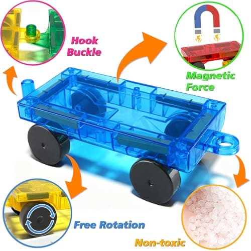 Qltytoy Mini Magnetic Tiles Cars 8PCS Construction Set for Mini,Major Tiles — view 5