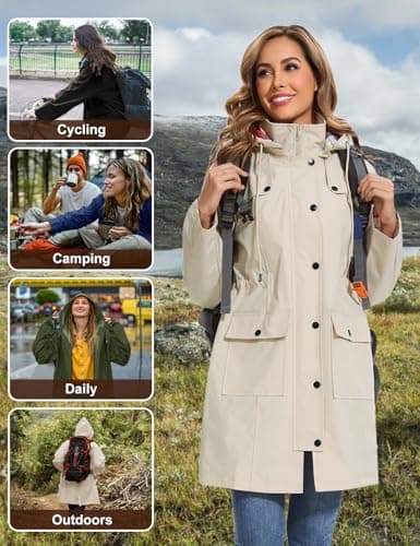 Tuopuda Women's Waterproof Rain Jacket with Detachable Hood for Dog Walking — view 2