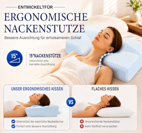 Hydomi Memory Foam Neck Support Pillow for Neck Shoulder Pain Sleeping: Orthopedic Cervical Pillow-Ergonomic Side Sleeper pillow-Contour Bed Pillows with Washable Cover for Side Back Stomach Sleepers — view 3