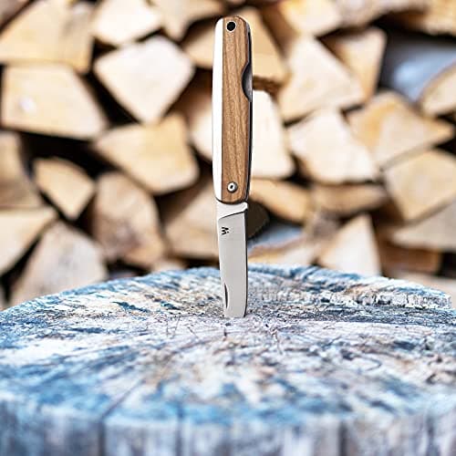 Whitby Pocket Knife, Stainless Steel Folding Knives Olive Wood Handle — view 5