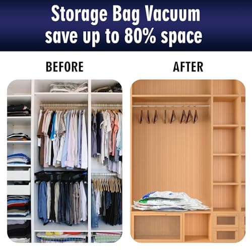 STORAGE MASTER Space Saver Bags for Travel and Home Reusable Vacuum Storage Bags Save 80% More Storage Space Work with Vacuum Cleaner (12 Pack, No Pump Included) — view 6