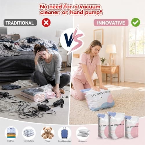 3Pcs No Pump 3D Vacuum Storage Bags, Press and Seal Compression Bags (BB) — view 3