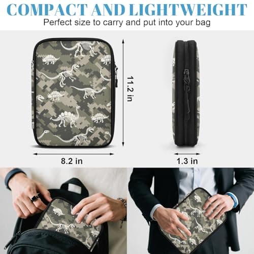 Cmizedevise Dinosaur Skull Electronics Organizer Travel Case, Green Camo Tech Accessories Cord Storage Bag for Cable, Cord, Charger, Phone, Power Bank, Usb, SD Card — view 2