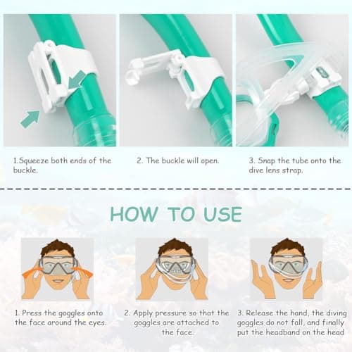 AOOSA Kids Snorkel Set, Anti-Fog Tempered Glass Diving Mask Snorkeling Gear — view 6