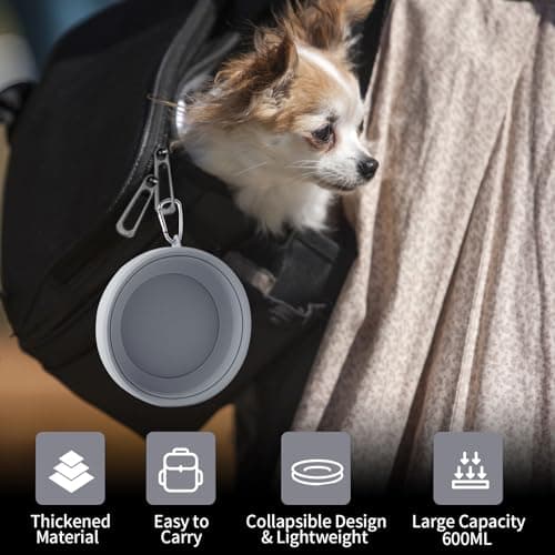 SLSON Non Spill Dog Water Bowl for Car Collapsible Dog Travel Bowl Integrated Molding Portable Pet Drinking Bowl for Road Trip (Cold Grey) — view 5