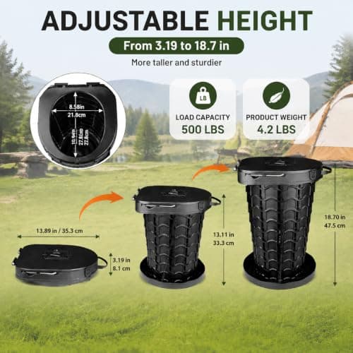 maliven Upgrade Portable Toilet for Adults, Extra Large Seat Travel Potty with Bags & Carry Handle, 18.7" Tall Adjustable Height, Collapsible Toilet for Camping, Hiking, Beach, RV and Emergency Use — view 2
