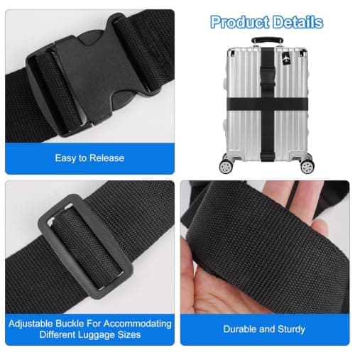 4 Pieces Adjustable Luggage Straps with 2 Luggage Tags — view 4