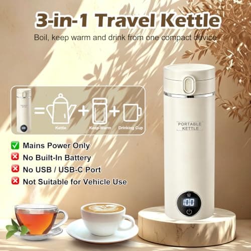 Mini Travel Kettle 500ml, Portable Electric Kettle for Hotel and Holiday — view 2
