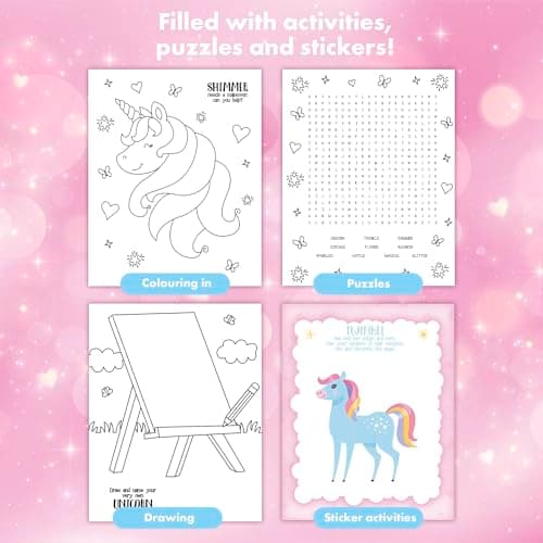 abeec Unicorn Sticker & Activity Book, Colouring Pages, Unicorn Activity, Unicorn Gift for Girls, Over 80 Stickers, Mazes, Dot-to-Dot, Aged 6 and Above, Party Bag Fillers for Kids, Travel Activity — view 3