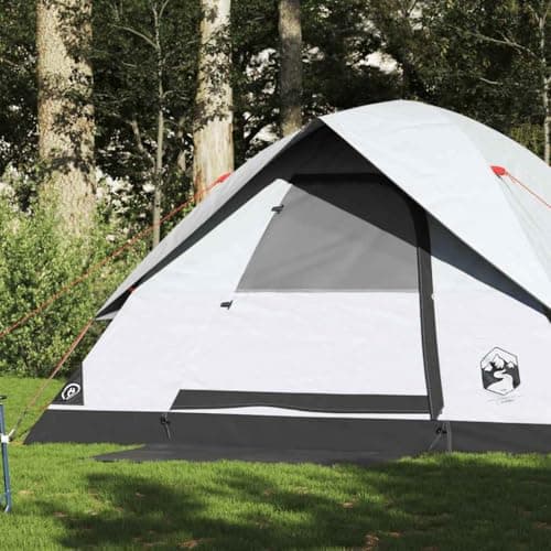 Ziaphsol Dome Family Tent for 6 People, White Darkened, Waterproof Outdoor Tent with E Connection, 305 x 305 x 183 cm, Lightweight Pack Size for Camping, Hiking, Trekking, Festival