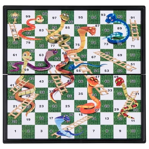 KOKOSUN Snakes and Ladders Travel Game - 20 Centimeters, Mini Magnetic Classic Strategy Board Game Set, Family Fun Game/Gift for Kids and adults — view 5
